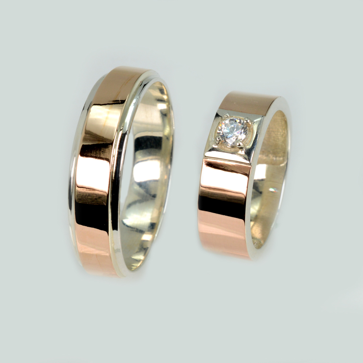 Пара обручальных колец из серебра с золотом (Обр5Обр31)