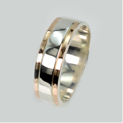 Обручка срібна з золотими вставками, ціна за одну каблучку