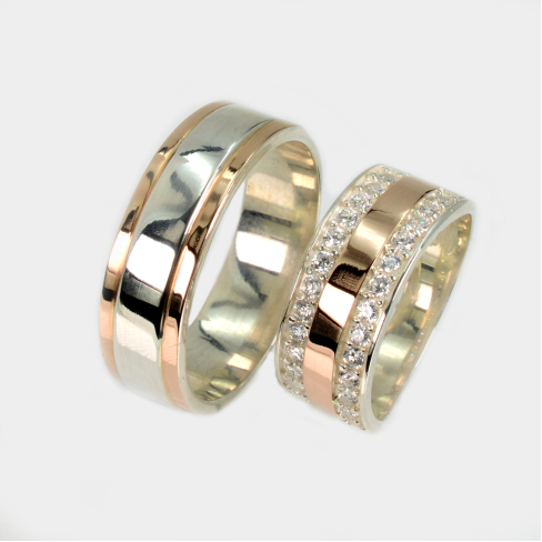 Пара серебряных обручальных колец