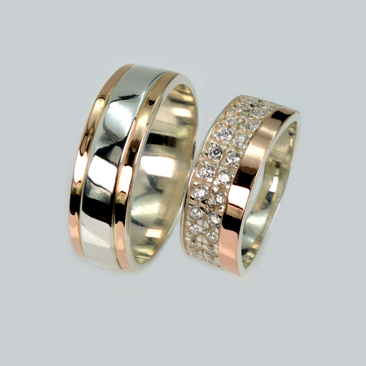 Пара серебряных обручальных колец (Обр6017к)