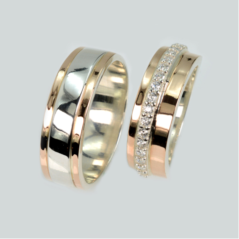 Пара  обручок з напайками золота