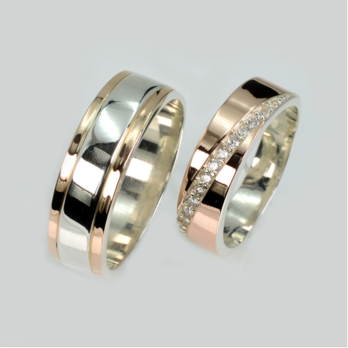 Пара серебряных обручальных колец