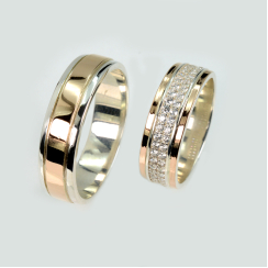 Пара срібних обручок з пластинами золота