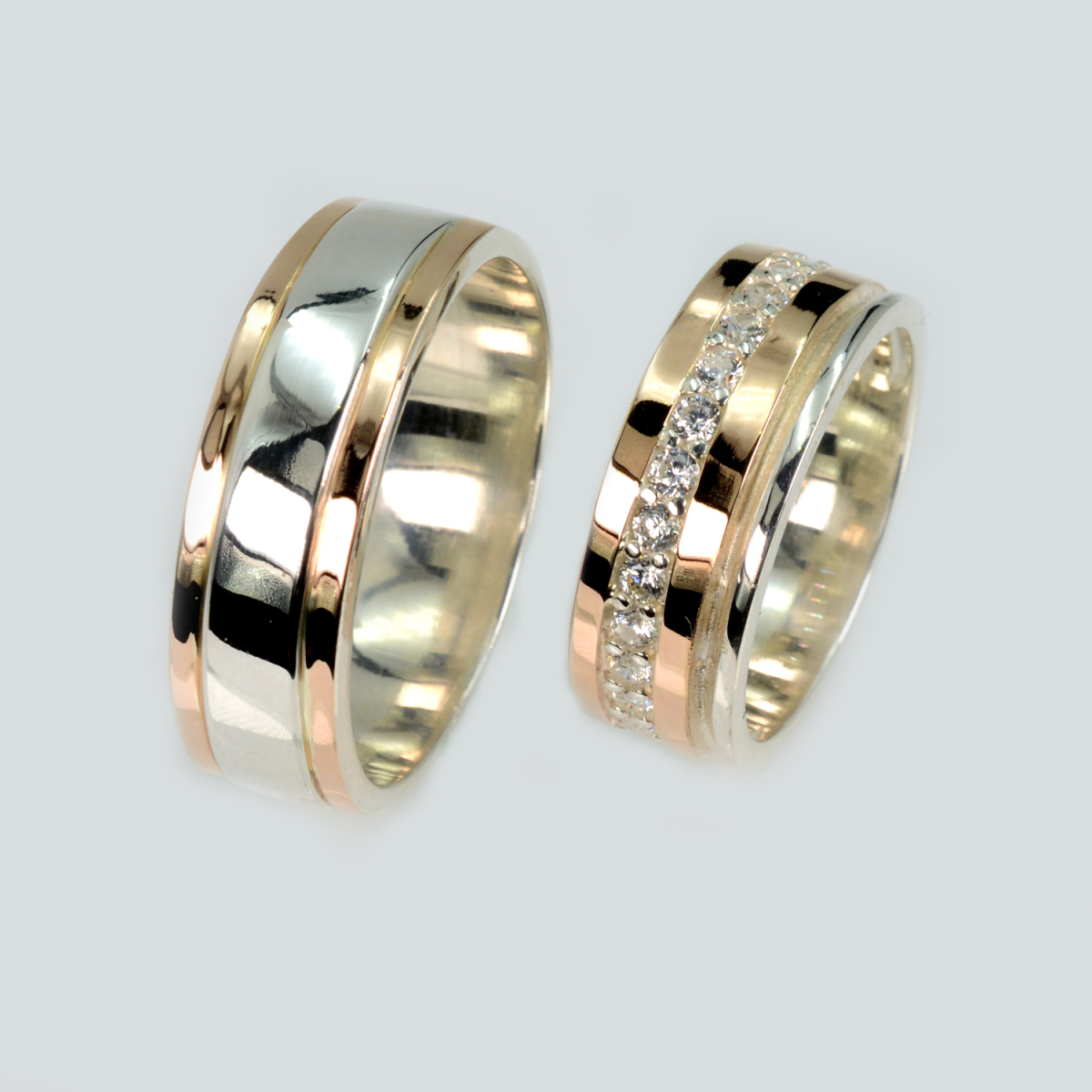 Пара серебряных обручальных колец (Обр6Обр9)