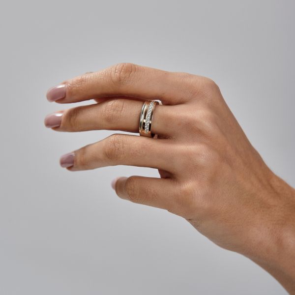 Обручальное кольцо из серебра с золотом (Обр9)