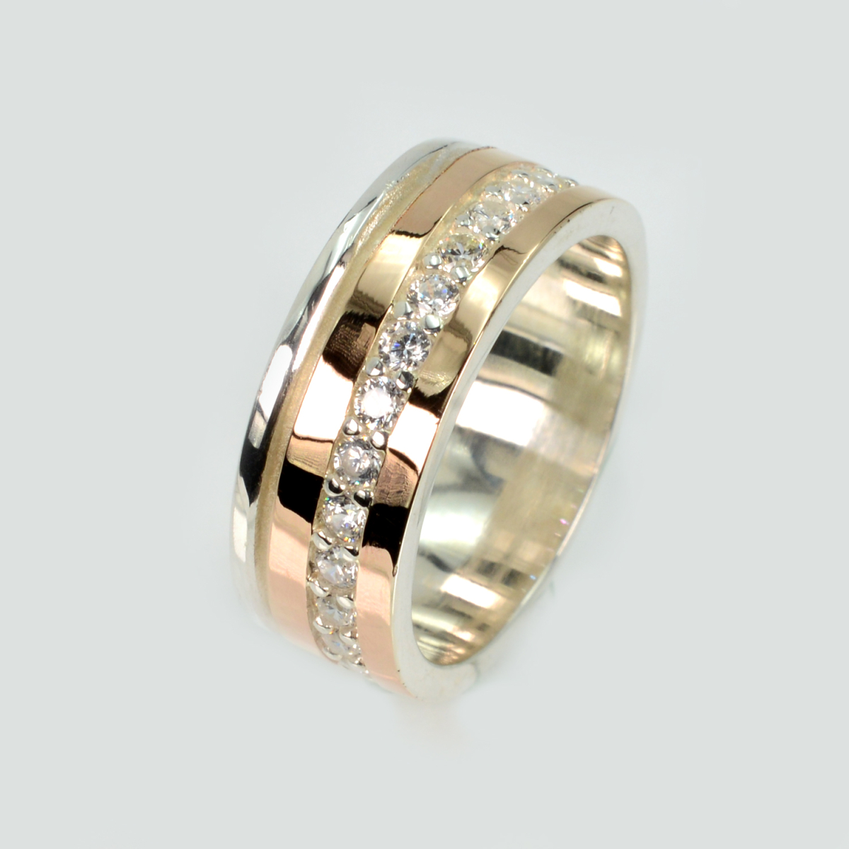 Обручальное кольцо из серебра с золотом (Обр9)