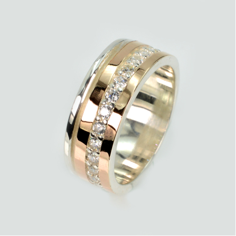 Обручка із срібла з золотом