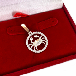 Подвес знак зодиака "Рак" из серебра с пластинами золота