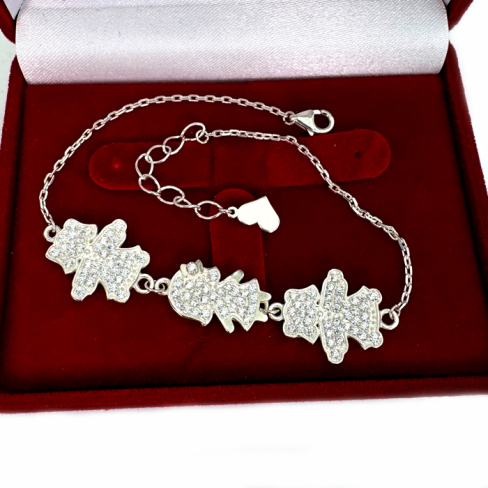 Серебряный браслет для мамы "Три девочки", Бр1057