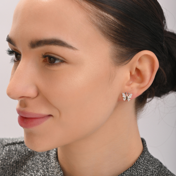 Серьги-гвоздики бабочки (Вк10)