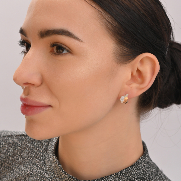 Серьги-гвоздики из серебра с золотыми вставками (Вк-2)