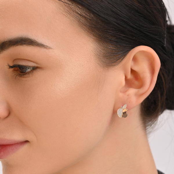 Серьги-гвоздики из серебра с золотыми вставками (Вк-2)