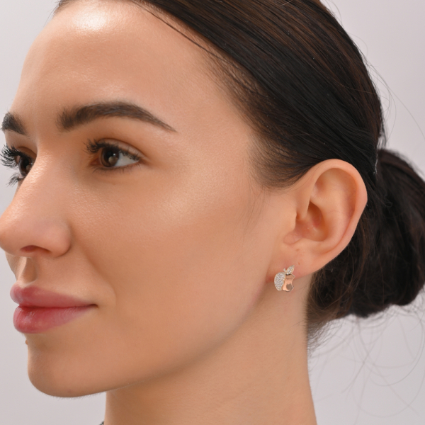 Серьги-гвоздики из серебра с золотыми вставками (Вк-2)