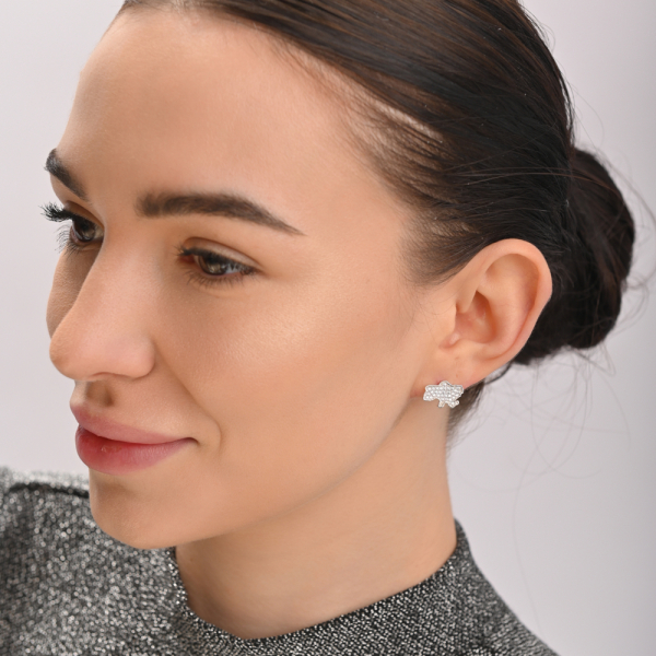 Серебряные пусеты карта Украины (вк22)