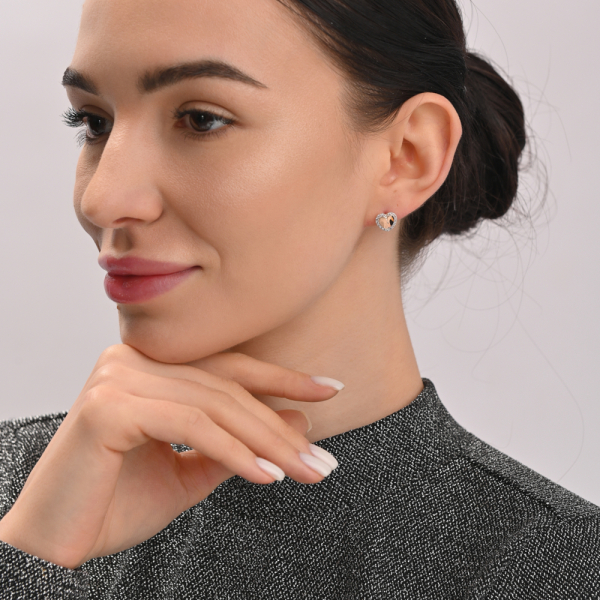 Серьги-вкрутки серебряные с золотыми пластинами (Вк-3)