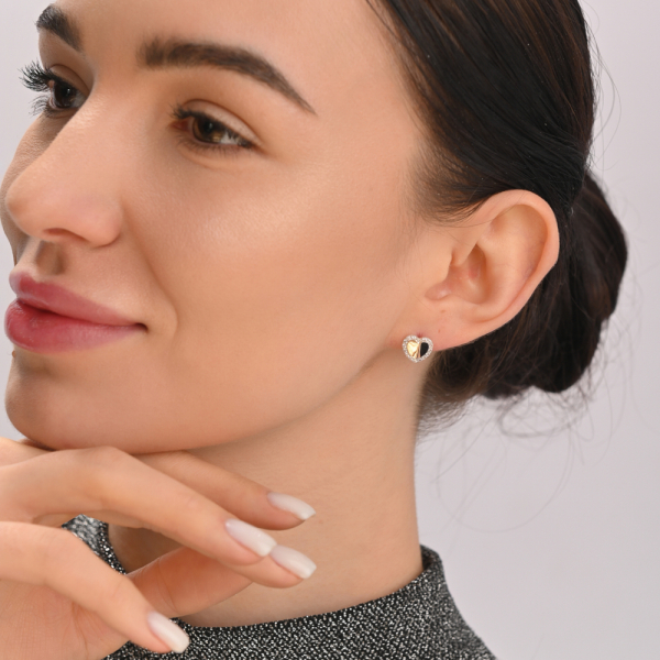 Серьги-вкрутки серебряные с золотыми пластинами (Вк-3)