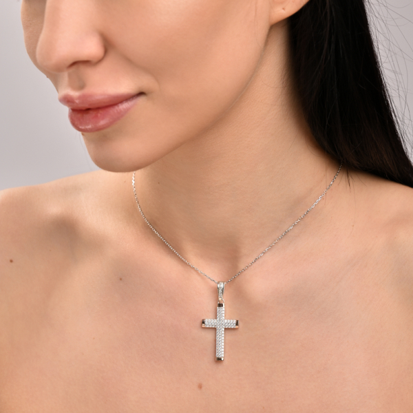 Серебряный крестик с золотыми пластинами (к-1)