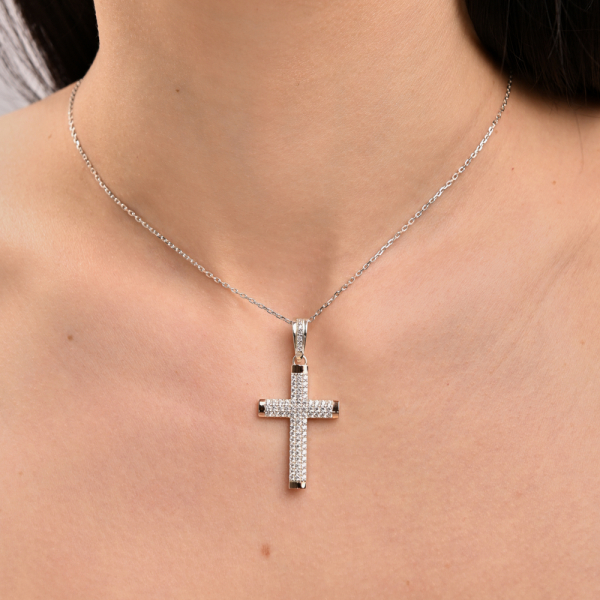 Серебряный крестик с золотыми пластинами (к-1)