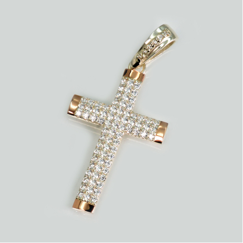 Серебряный крестик с золотыми пластинами