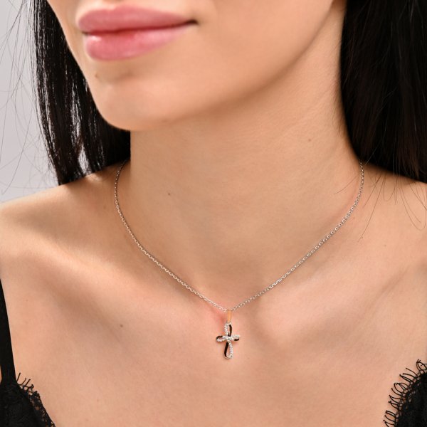 Серебряный крестик с золотыми вставками (К-10)