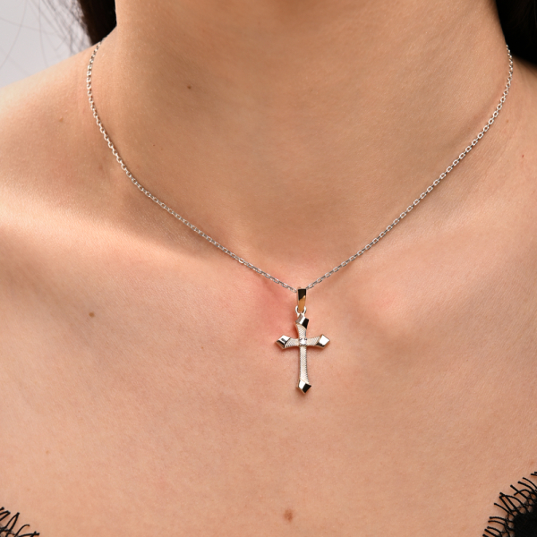 Крестик из серебра с золотом (к11)