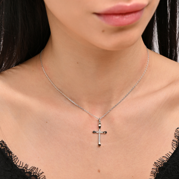 Крестик из серебра с золотом (к12)