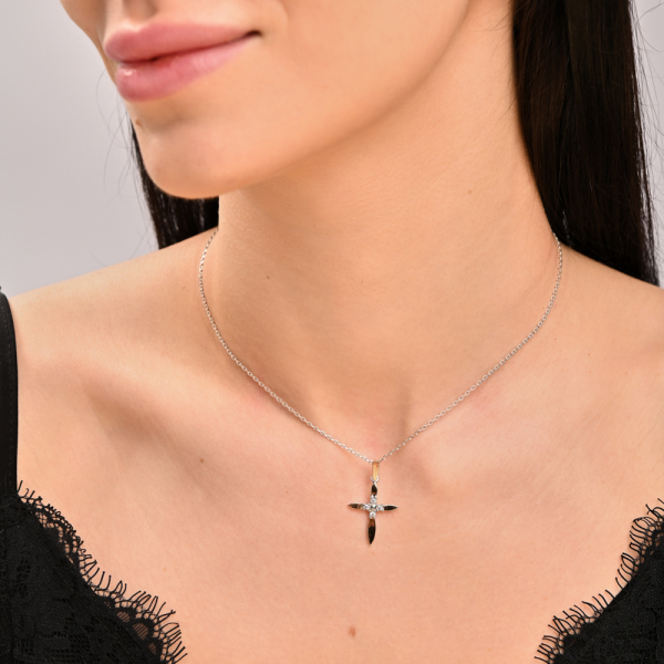 Крестик из серебра с золотом (к13)