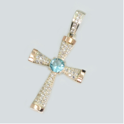 Серебряный крестик с золотыми вставками