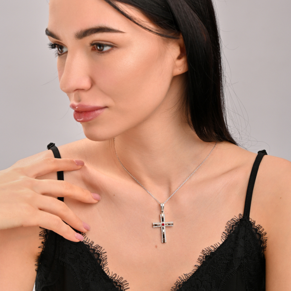 Серебряный крестик с напайками из золота (к-4)