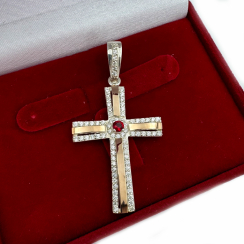 Серебряный крестик с напайками из золота