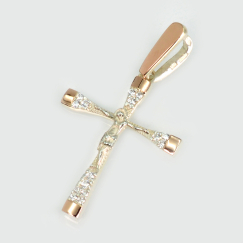 Срібний хрестик з золотими вставками