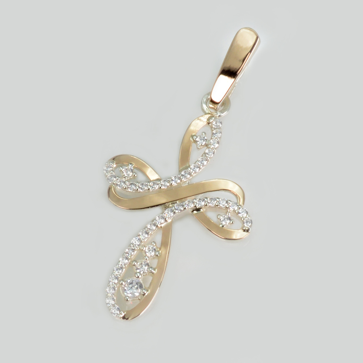 Серебряный крестик с золотыми вставками (К-9)