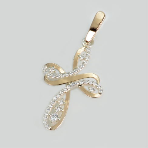 Серебряный крестик с золотыми вставками