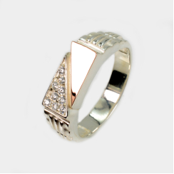 Серебряная печатка с пластинами из золота