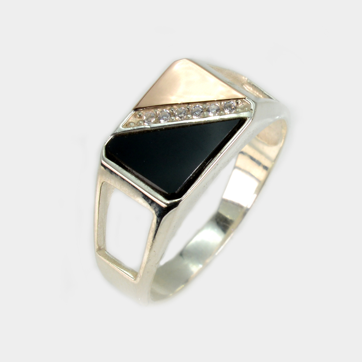 Серебряная печатка с ониксом (м17)