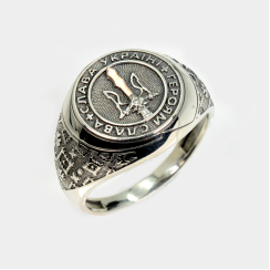Мужская серебряная печатка с гербом Украины