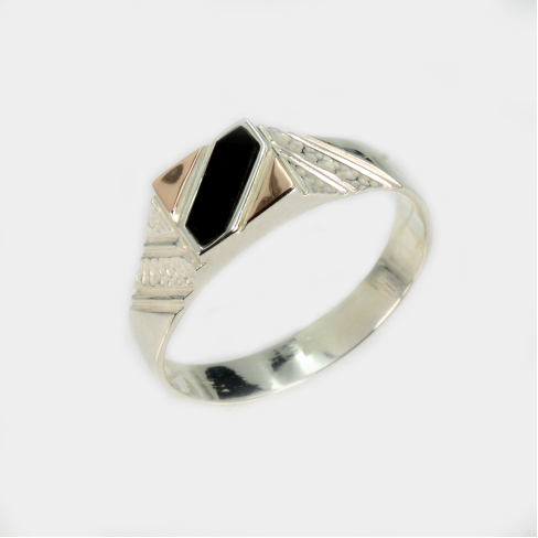 Серебряная печатка с золотыми вставками