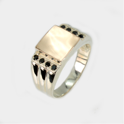 Серебряная печатка с золотыми пластинами