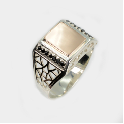 Серебряная печатка со вставками из золота