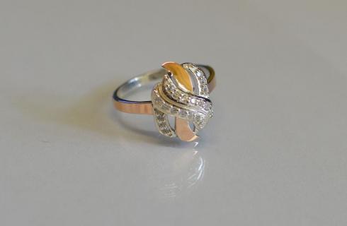 Серебряное кольцо с напайками с золота
