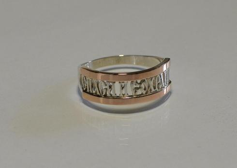 Серебряное кольцо с пластинами с золота