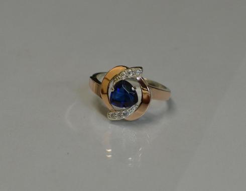 Серебряное кольцо с накладками золота