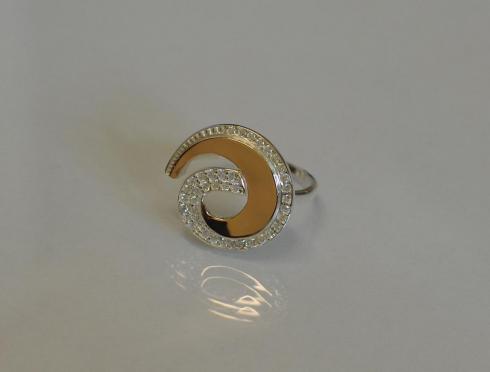 кольцо серебряное с золотыми накладками