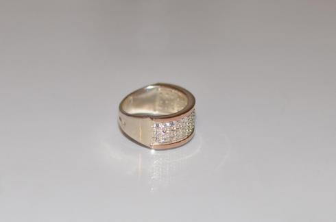 Кольцо серебряное с напайками из золота
