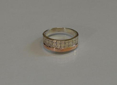 Серебряное кольцо с  напайками золота